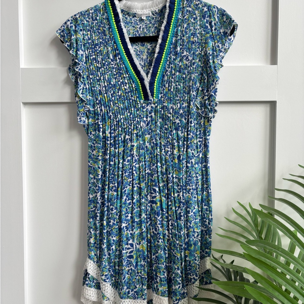 Poupette St. Barth Sasha Blue Floral Mini Dress
